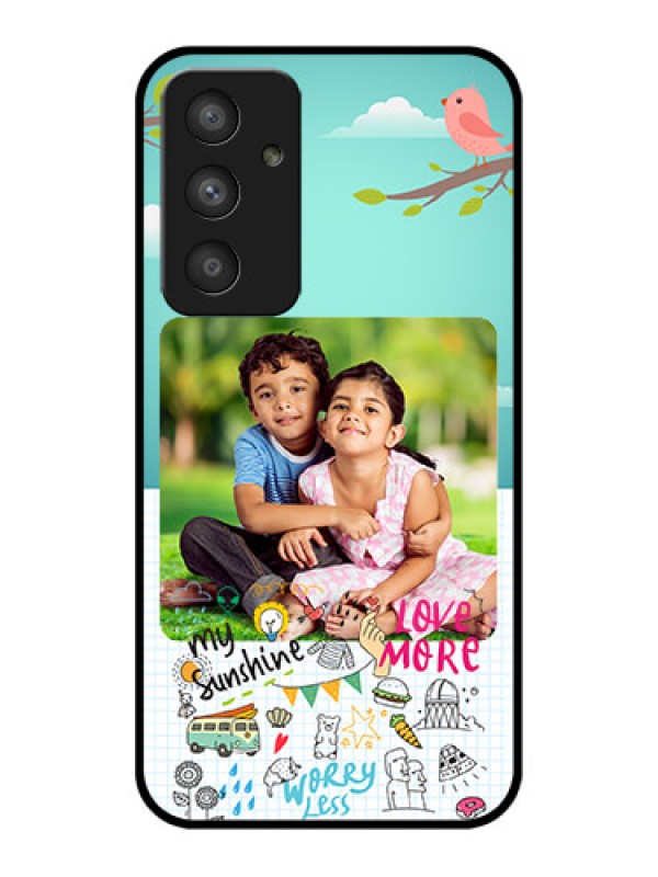 Custom Galaxy A54 5G Photo Printing on Glass Case - Doodle love Design