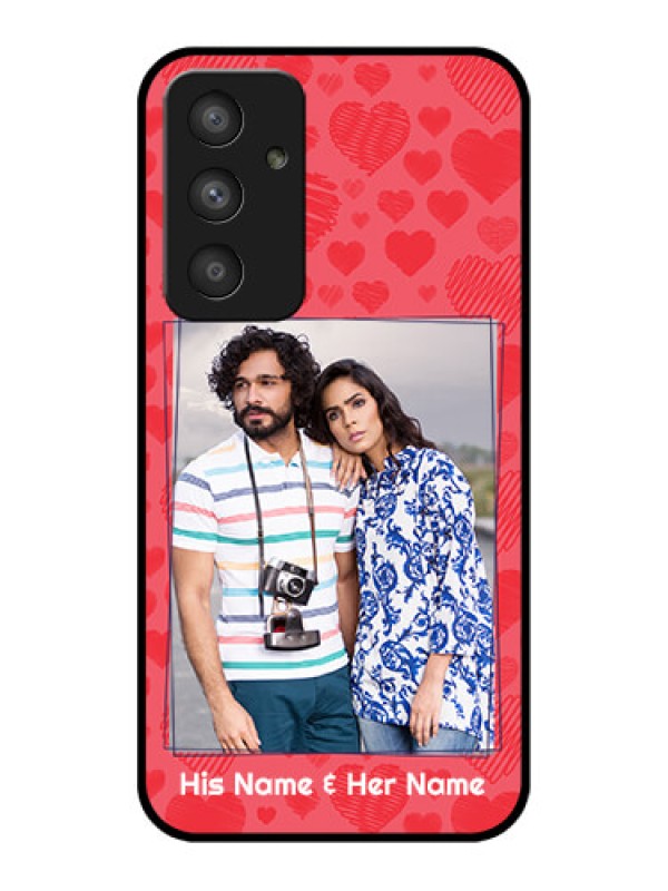 Custom Galaxy A54 5G Photo Printing on Glass Case - with Red Heart Symbols Design