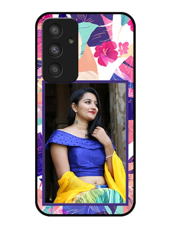 Custom Galaxy A54 5G Custom Glass Mobile Case - Abstract Floral Design