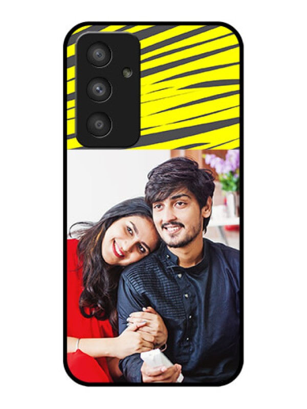 Custom Galaxy A54 5G Photo Printing on Glass Case - Yellow Abstract Design