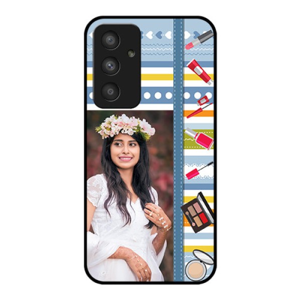 Galaxy A54 5G Personalized Glass Phone Case - Makeup Icons Design