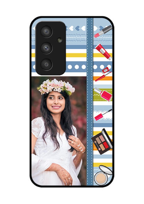 Galaxy A54 5G Personalized Glass Phone Case - Makeup Icons Design