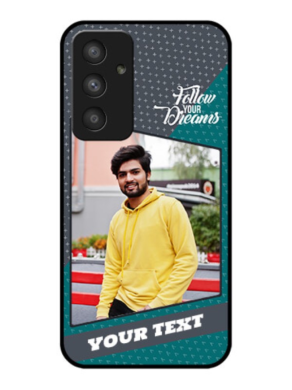 Custom Galaxy A54 5G Personalized Glass Phone Case - Background Pattern Design with Quote