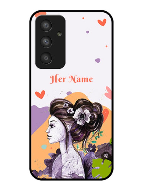 Custom Galaxy A54 5G Personalized Glass Phone Case - Woman And Nature Design