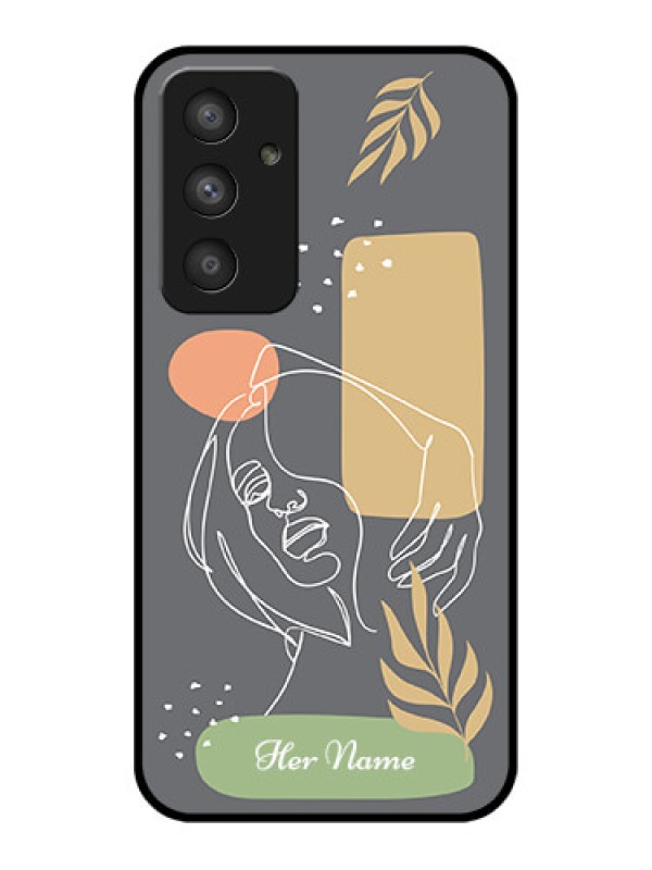 Custom Galaxy A54 5G Custom Glass Phone Case - Gazing Woman line art Design
