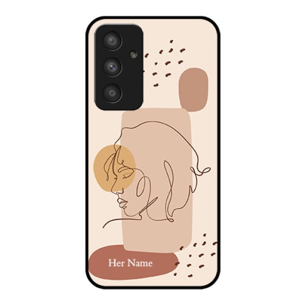 Galaxy A54 5G Photo Printing on Glass Case - Calm Woman line art Design Galaxy A54 5G Photo Printing on Glass Case - Calm Woman line art Design