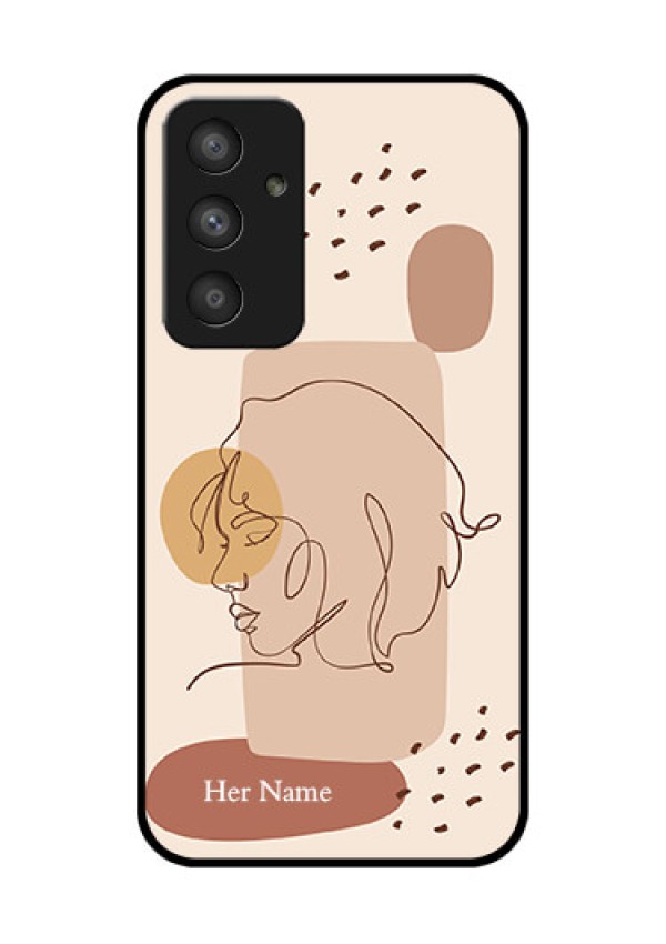 Galaxy A54 5G Photo Printing on Glass Case - Calm Woman line art Design