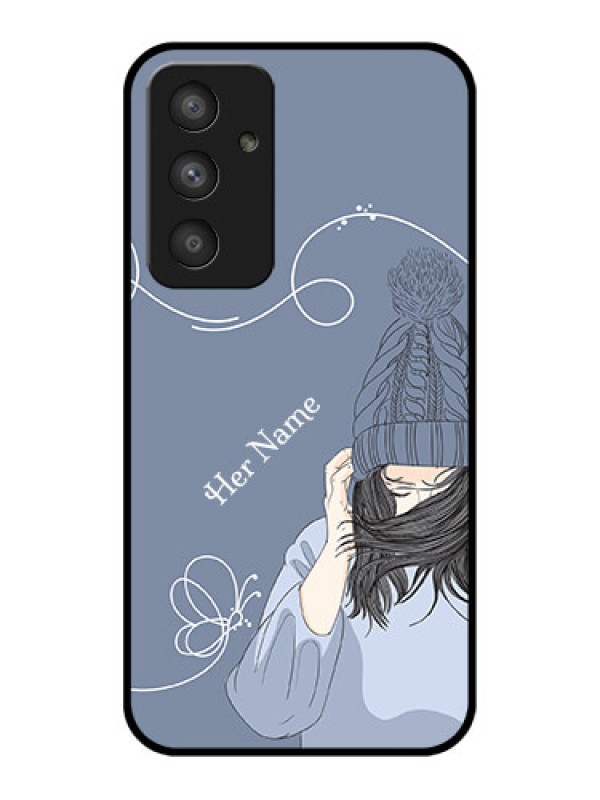 Custom Galaxy A54 5G Custom Glass Mobile Case - Girl in winter outfit Design