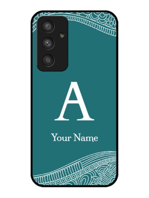 Custom Galaxy A54 5G Personalized Glass Phone Case - line art pattern with custom name Design