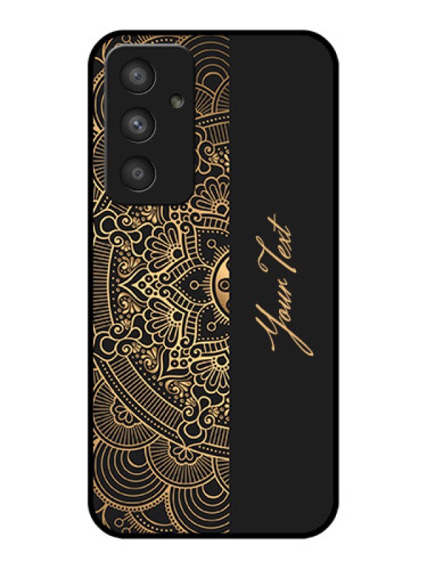 Custom Galaxy A54 5G Photo Printing on Glass Case - Mandala art with custom text Design