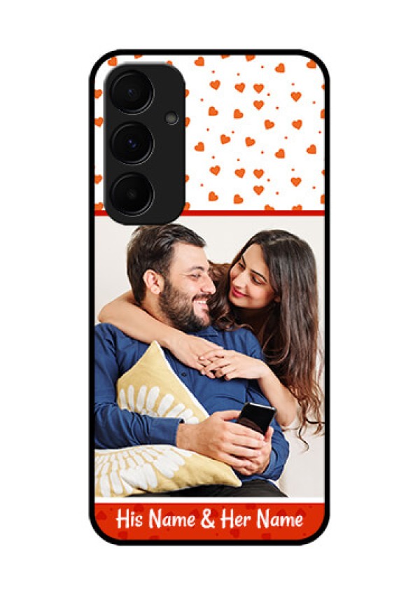 Samsung Galaxy A55 5G Custom Glass Phone Case - Orange Love Symbol Design