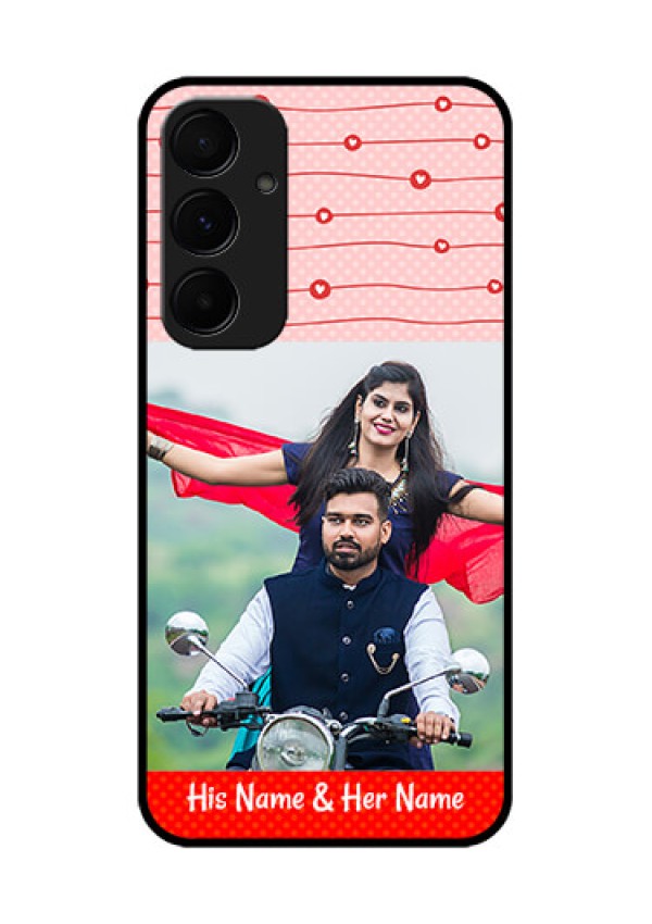 Samsung Galaxy A55 5G Custom Glass Phone Case - Red Pattern Case Design