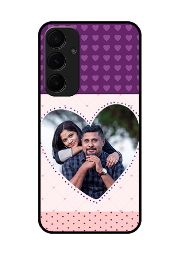 Samsung Galaxy A55 5G Custom Glass Phone Case - Violet Love Dots Design