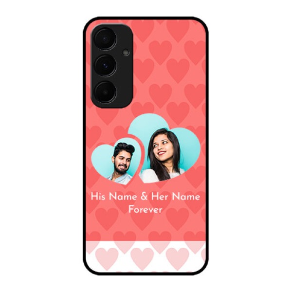 Samsung Galaxy A55 5G Custom Glass Phone Case - Couple Pic Upload Design Samsung Galaxy A55 5G Custom Glass Phone Case - Couple Pic Upload Design