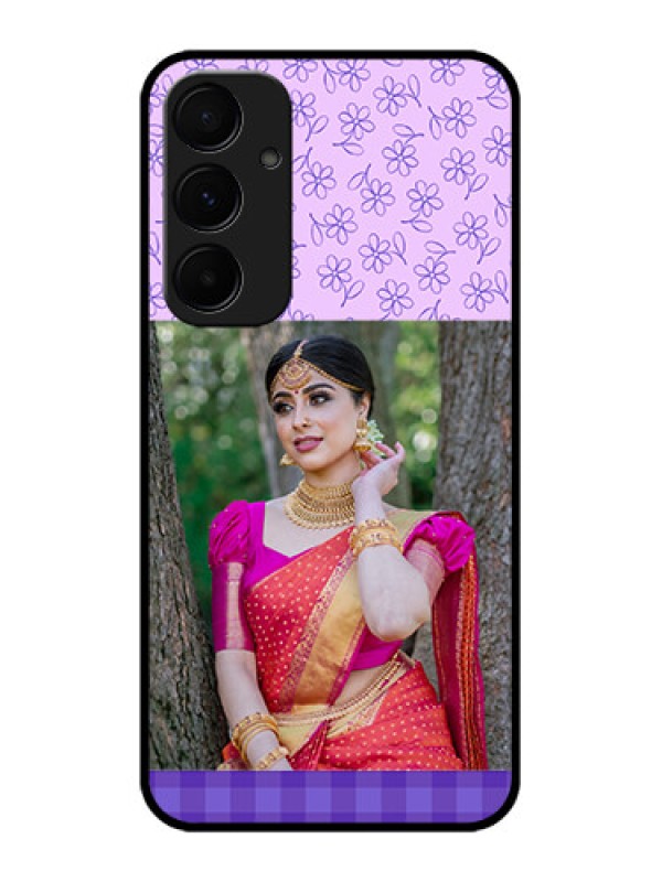Custom Samsung Galaxy A55 5G Custom Glass Phone Case - Purple Floral Design