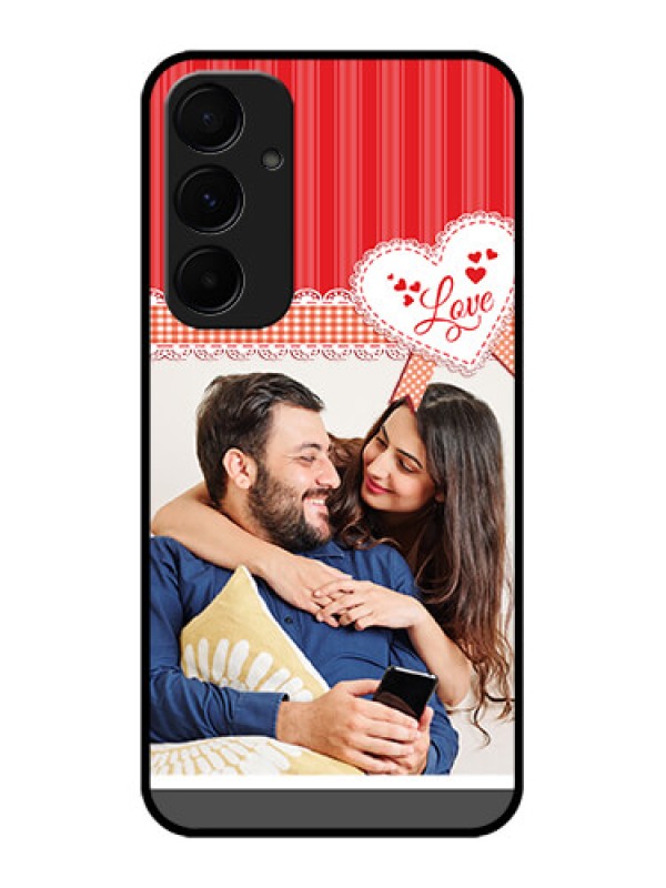 Custom Samsung Galaxy A55 5G Custom Glass Phone Case - Red Love Pattern Design