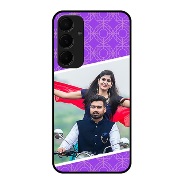 Samsung Galaxy A55 5G Custom Glass Phone Case - Violet Color Pattern Design Samsung Galaxy A55 5G Custom Glass Phone Case - Violet Color Pattern Design