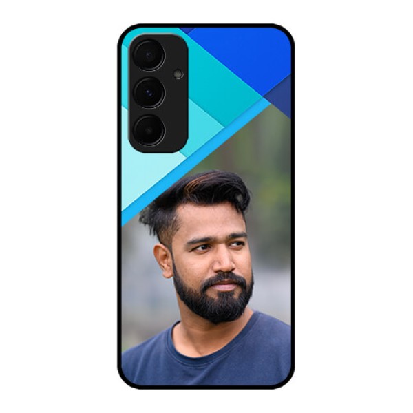 Samsung Galaxy A55 5G Custom Glass Phone Case - Blue Pattern Design