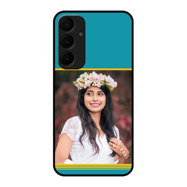 Samsung Galaxy A55 5G Custom Glass Phone Case - Yellow & Blue Design Samsung Galaxy A55 5G Custom Glass Phone Case - Yellow & Blue Design