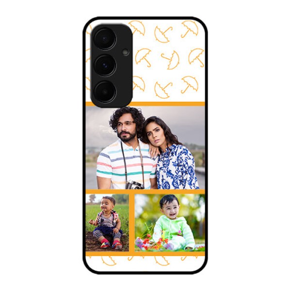 Samsung Galaxy A55 5G Custom Glass Phone Case - Yellow Pattern Design
