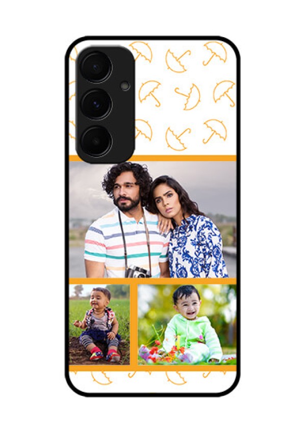 Samsung Galaxy A55 5G Custom Glass Phone Case - Yellow Pattern Design