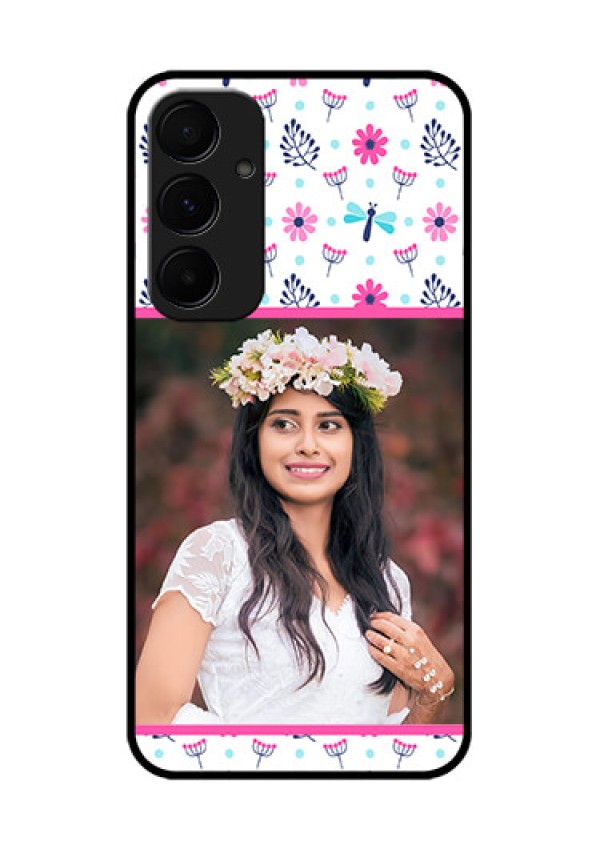 Samsung Galaxy A55 5G Custom Glass Phone Case - Colorful Flower Design