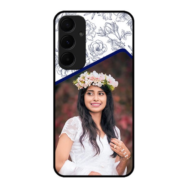 Samsung Galaxy A55 5G Custom Glass Phone Case - Classy Floral Design Samsung Galaxy A55 5G Custom Glass Phone Case - Classy Floral Design