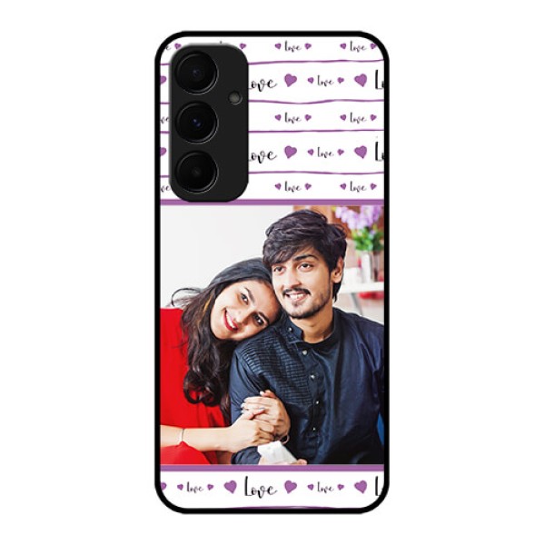 Samsung Galaxy A55 5G Custom Glass Phone Case - Couples Heart Design Samsung Galaxy A55 5G Custom Glass Phone Case - Couples Heart Design