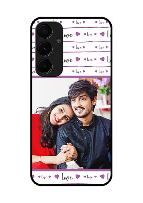 Samsung Galaxy A55 5G Custom Glass Phone Case - Couples Heart Design