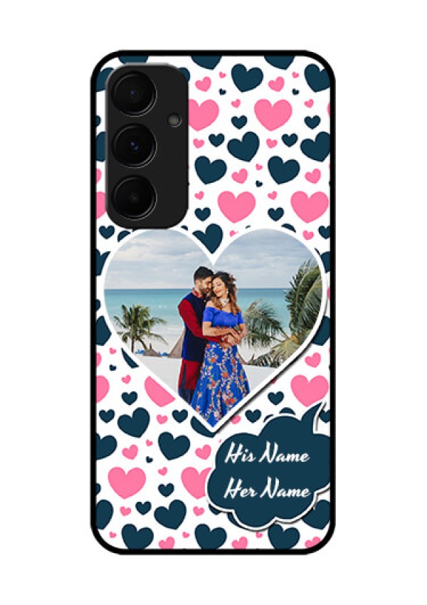 Samsung Galaxy A55 5G Custom Glass Phone Case - Pink & Blue Heart Design