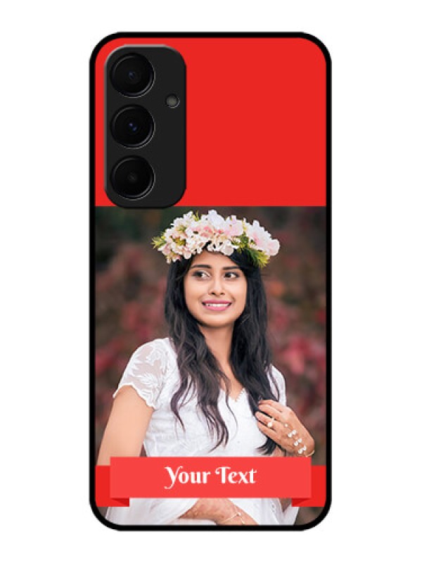 Custom Samsung Galaxy A55 5G Custom Glass Phone Case - Simple Red Color Design