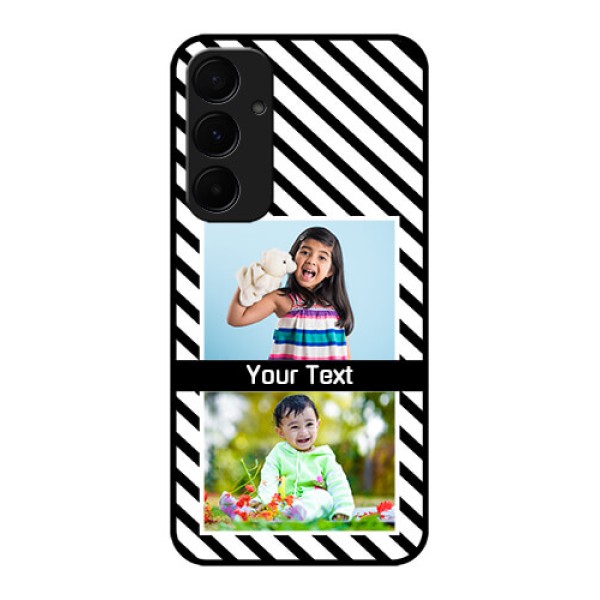 Samsung Galaxy A55 5G Custom Glass Phone Case - Black And White Stripes Design Samsung Galaxy A55 5G Custom Glass Phone Case - Black And White Stripes Design