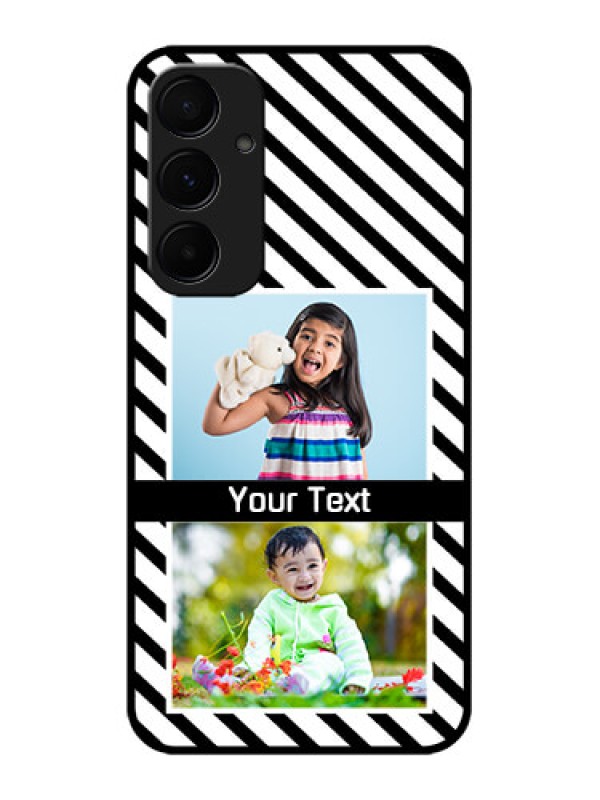 Custom Samsung Galaxy A55 5G Custom Glass Phone Case - Black And White Stripes Design