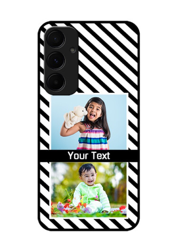Samsung Galaxy A55 5G Custom Glass Phone Case - Black And White Stripes Design