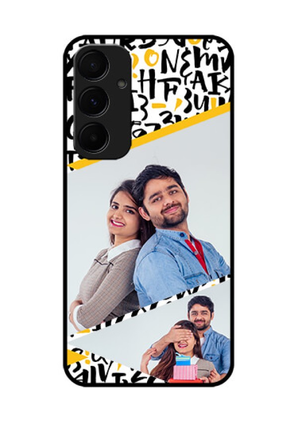 Samsung Galaxy A55 5G Custom Glass Phone Case - Letters Pattern Design