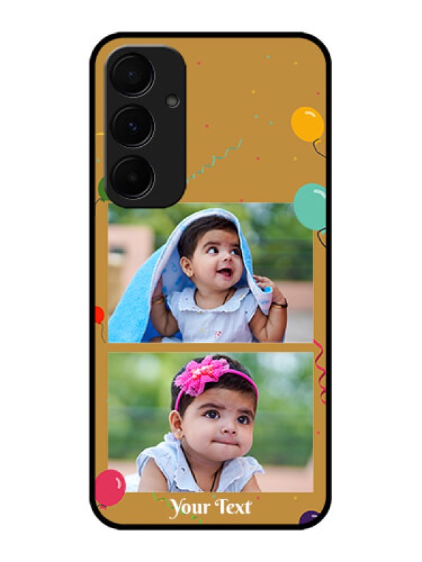 Custom Samsung Galaxy A55 5G Custom Glass Phone Case - Image Holder With Birthday Celebrations Design