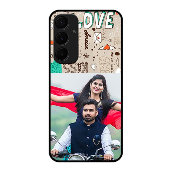 Samsung Galaxy A55 5G Custom Glass Phone Case - Love Doodle Pattern