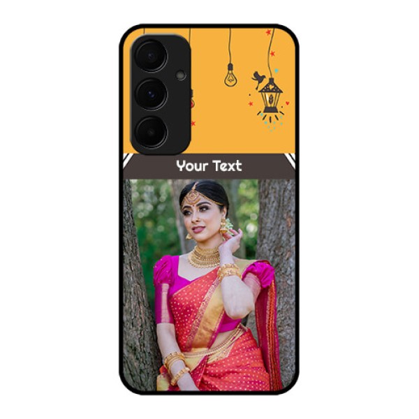 Samsung Galaxy A55 5G Custom Glass Phone Case - With Family Picture And Icons Samsung Galaxy A55 5G Custom Glass Phone Case - With Family Picture And Icons