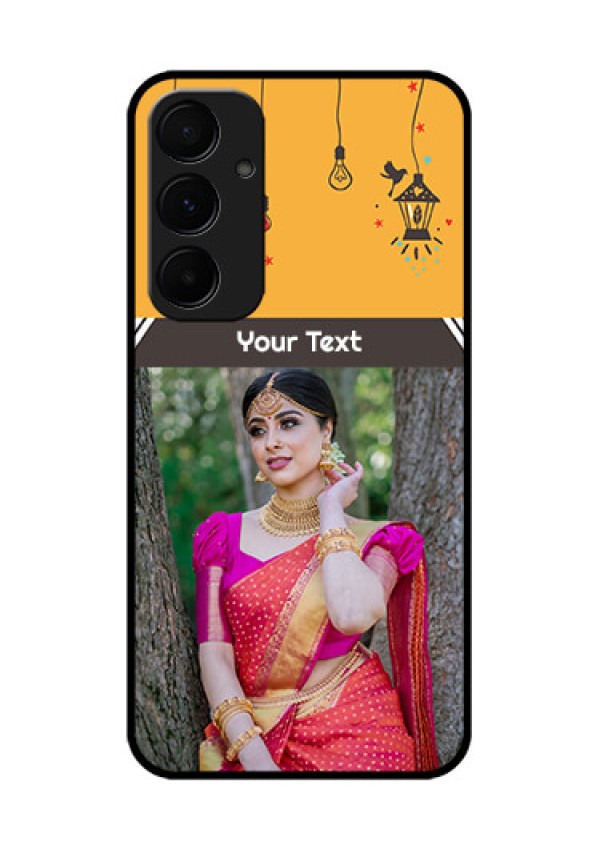 Samsung Galaxy A55 5G Custom Glass Phone Case - With Family Picture And Icons