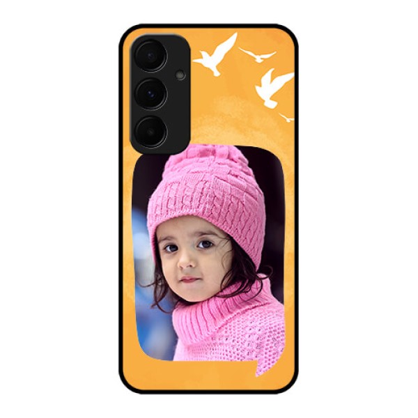Samsung Galaxy A55 5G Custom Glass Phone Case - Water Color Design With Bird Icons Samsung Galaxy A55 5G Custom Glass Phone Case - Water Color Design With Bird Icons