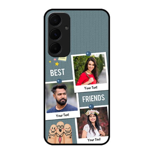 Samsung Galaxy A55 5G Custom Glass Phone Case - Sticky Frames And Friendship Design Samsung Galaxy A55 5G Custom Glass Phone Case - Sticky Frames And Friendship Design