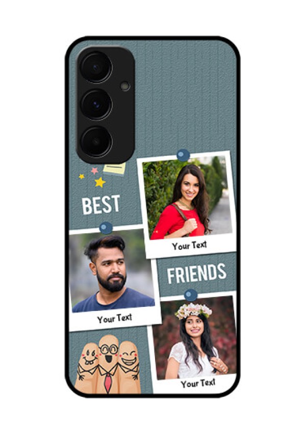 Samsung Galaxy A55 5G Custom Glass Phone Case - Sticky Frames And Friendship Design