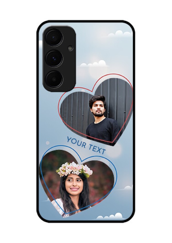Samsung Galaxy A55 5G Custom Glass Phone Case - Blue Color Couple Design