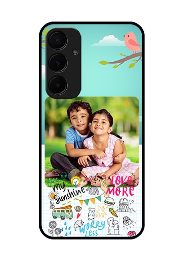 Samsung Galaxy A55 5G Custom Glass Phone Case - Doodle Love Design