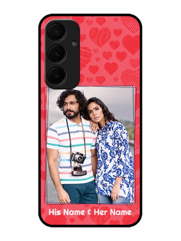 Custom Samsung Galaxy A55 5G Custom Glass Phone Case - With Red Heart Symbols Design