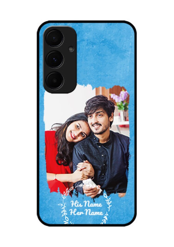 Galaxy A55 5G Custom Glass Phone Case - Blue Color Vintage Design