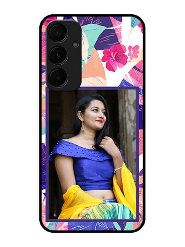 Custom Samsung Galaxy A55 5G Custom Glass Phone Case - Abstract Floral Design
