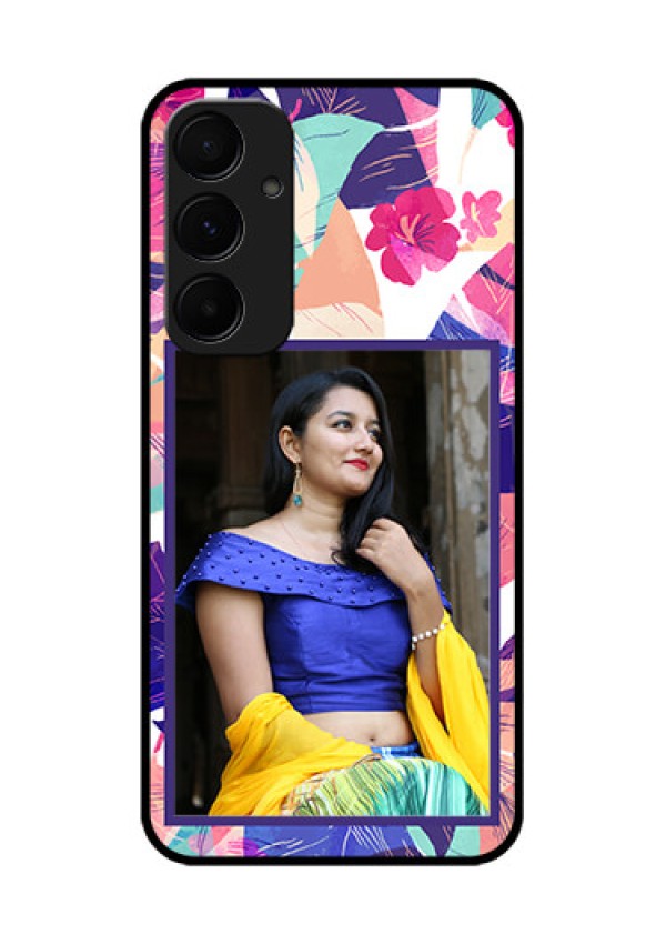 Samsung Galaxy A55 5G Custom Glass Phone Case - Abstract Floral Design