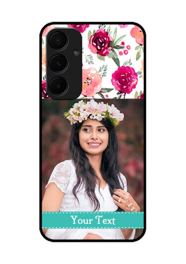 Samsung Galaxy A55 5G Custom Glass Phone Case - Water Colors Floral Design