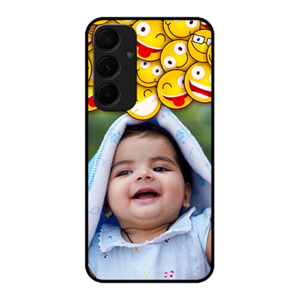 Samsung Galaxy A55 5G Custom Glass Phone Case - With Smiley Emoji Design Samsung Galaxy A55 5G Custom Glass Phone Case - With Smiley Emoji Design